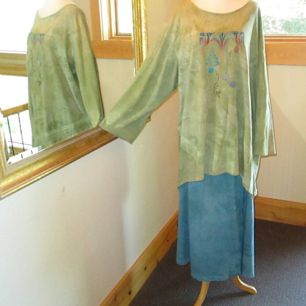 Painted Steel Pony Green Long-Sleeve Tunic Top and Blue Skirt